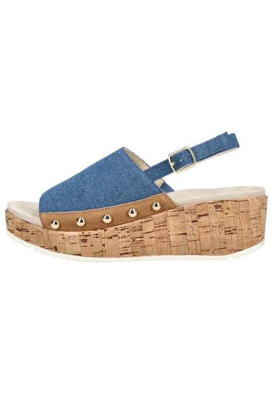 ara Sandalen Leder/Textil Blau/Braun