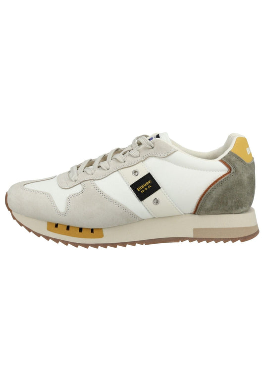 Blauer Sneaker Leder/Textil Weiß/Beige