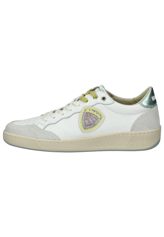 Blauer Sneaker Leder Weiß/Grau