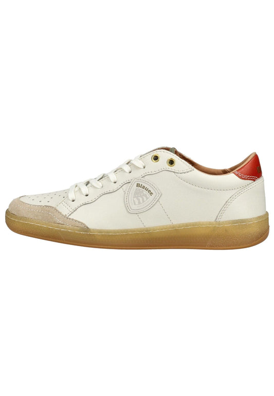 Blauer Sneaker Leder Weiß/Grün