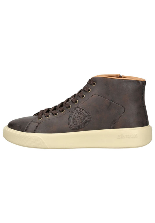 Blauer Sneaker Lederimitat Dunkelbraun