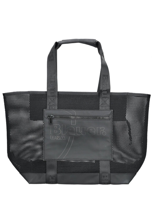 Blauer Taschen Lederimitat/Textil Schwarz