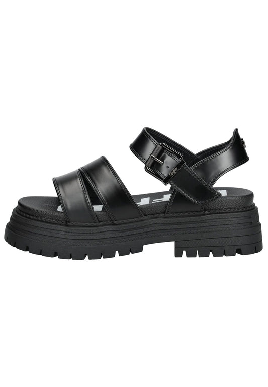 Buffalo Sandalen Lederimitat Schwarz