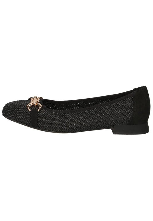 Caprice Ballerinas Leder/Textil Schwarz/Gold