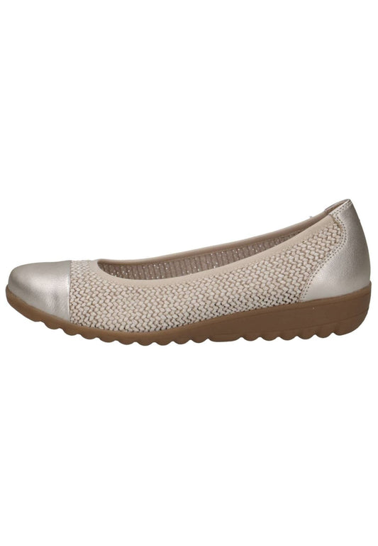 Caprice Ballerinas Leder/Textil Weiß/Gold