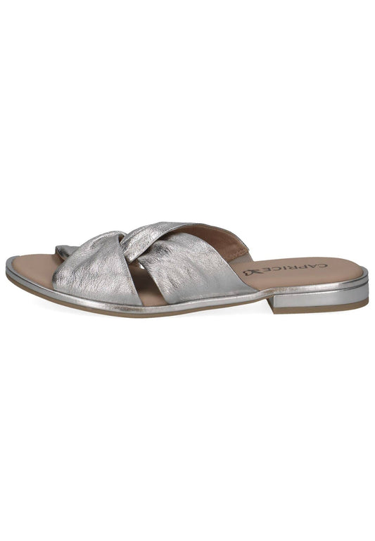 Caprice Pantoletten Leder Metallic Silver