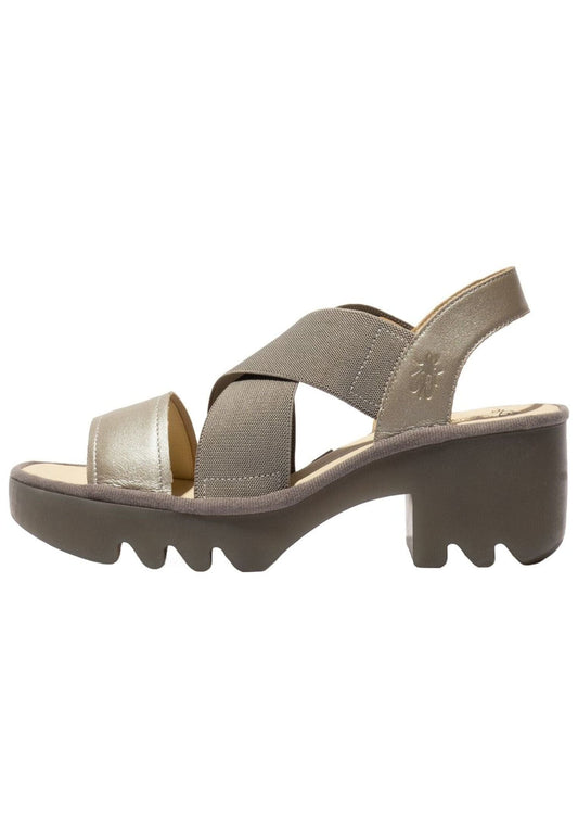 FLY London Sandalen Leder/Textil Silber/Beige