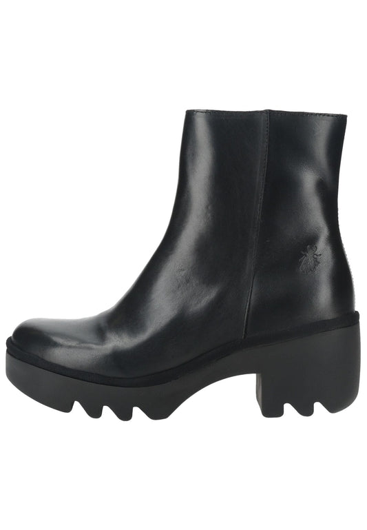 FLY London Stiefelette Glattleder Schwarz