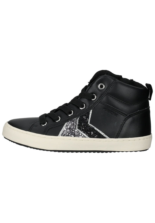 Geox Sneaker Lederimitat/Textil Schwarz/Silber