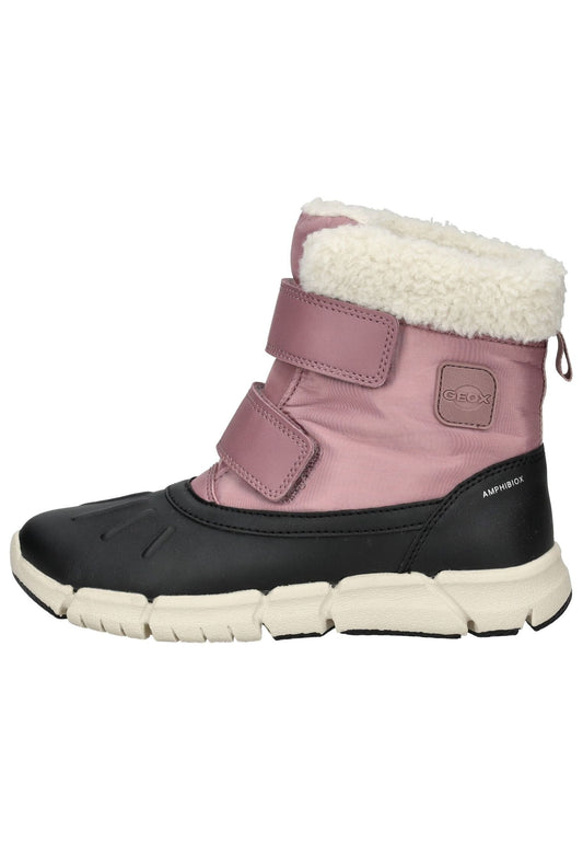 Geox Stiefel Lederimitat/Textil Schwarz/Rosa Warmfutter