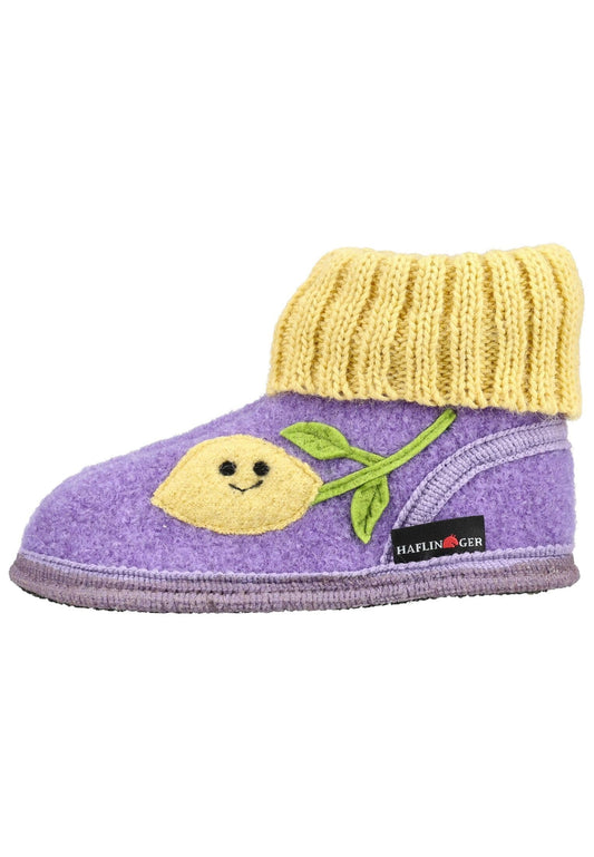 Haflinger Hausschuhe Wolle Violett