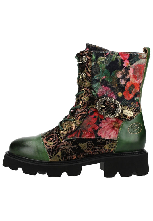 Laura Vita Stiefelette Lederimitat/Textil Grün/Kombi