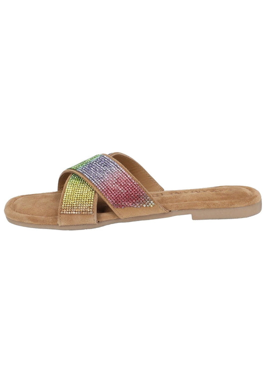 Lazamani Pantoletten Veloursleder/Textil Multi