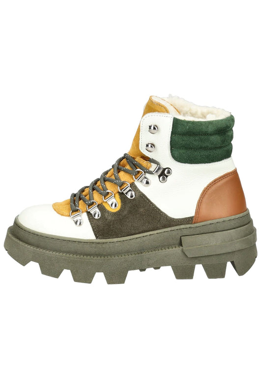 Lazamani Stiefelette Leder Grün Warmfutter