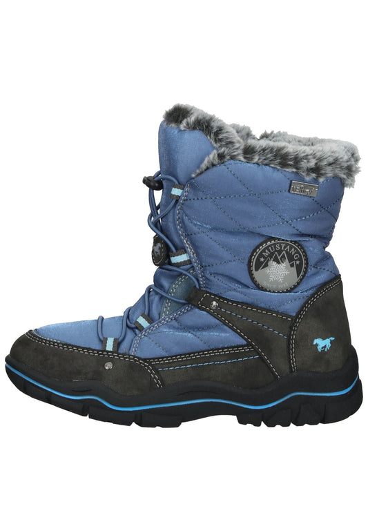 Mustang Stiefelette Lederimitat/Textil Blau Warmfutter