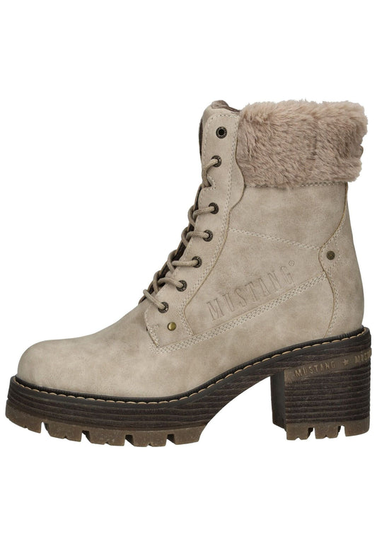 Mustang Stiefelette Lederimitat/Textil Taupe Warmfutter