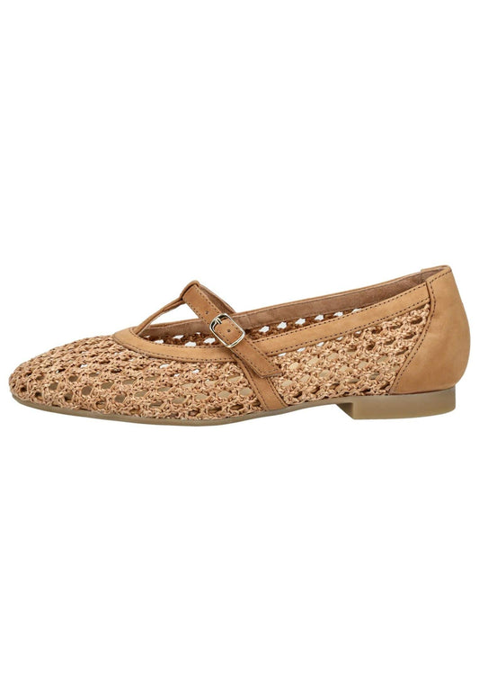 Paul Green Ballerinas Nubukleder/Textil Braun