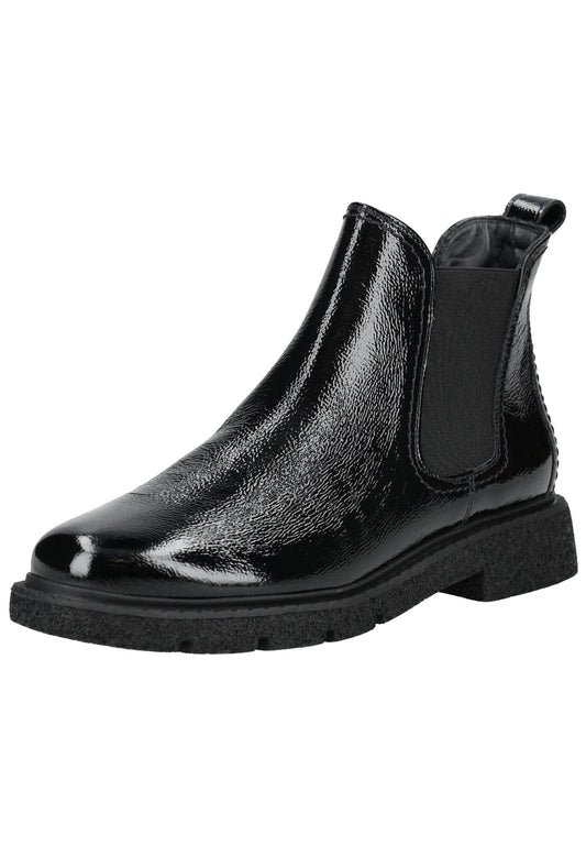 Paul Green Stiefelette Leder/Textil Schwarz Lack