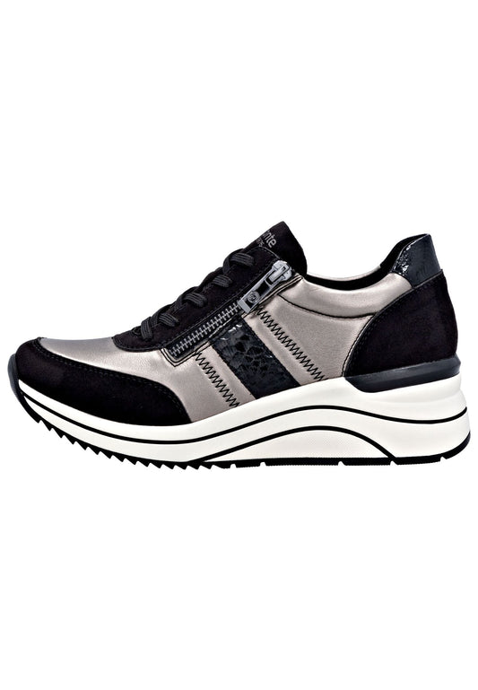 Remonte Sneaker Lederimitat Schwarz/Silber