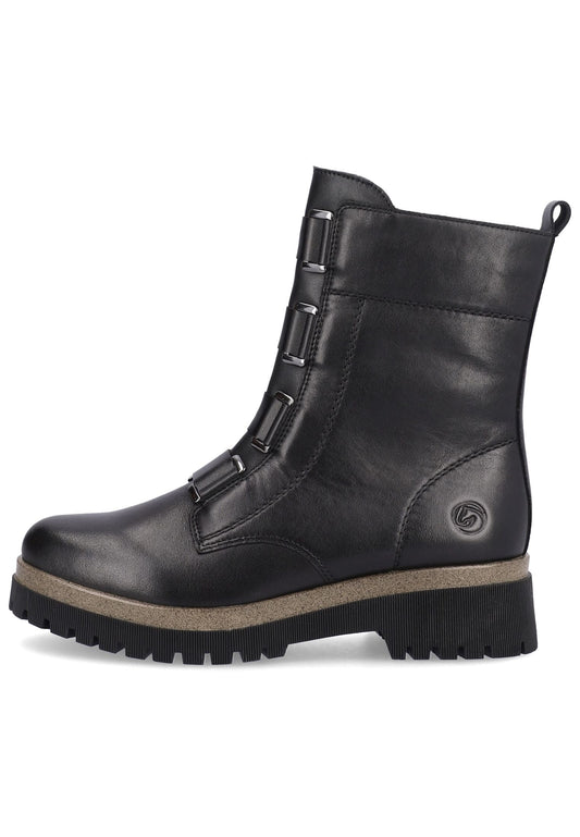 Remonte Stiefelette Glattleder Schwarz Warmfutter