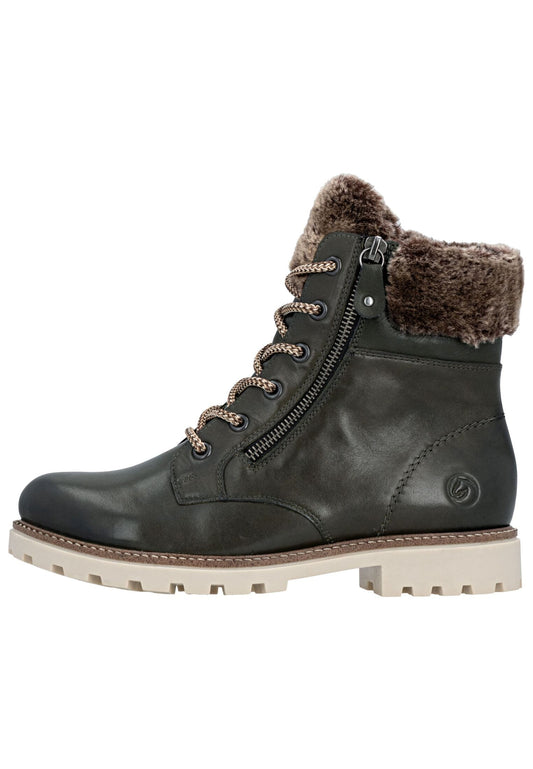 Remonte Stiefelette Leder/Textil Dunkelgrün Warmfutter