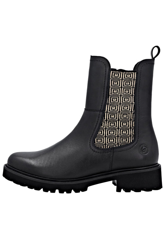 Remonte Stiefelette Leder/Textil Schwarz/Gold