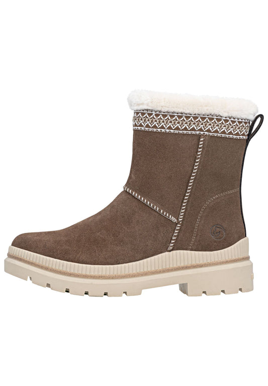 Remonte Stiefelette Veloursleder Nuss Warmfutter