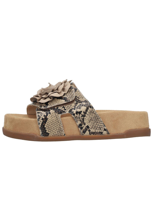 Rieker Pantoletten Lederimitat Beige