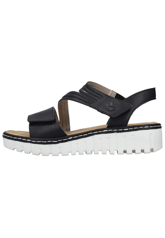 Rieker Sandalen Lederimitat Schwarz
