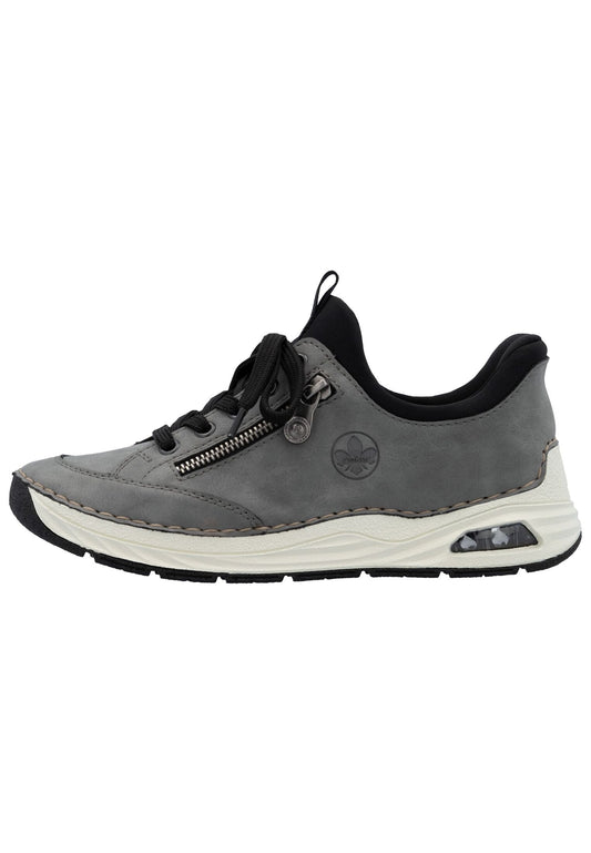 Rieker Sneaker Lederimitat Grau/Schwarz