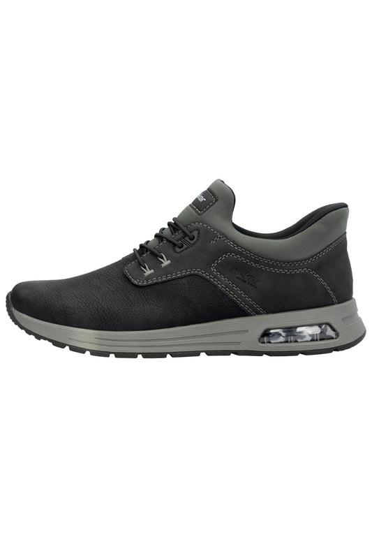 Rieker Sneaker Lederimitat Schwarz/Grau