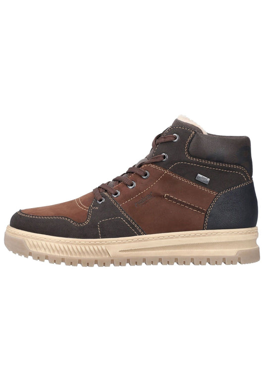 Rieker Sneaker Lederimitat/Textil Schwarz/Braun Warmfutter
