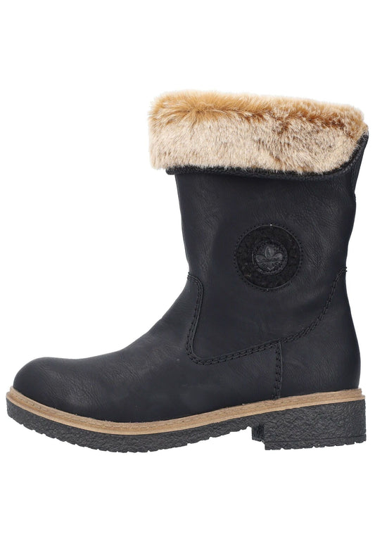Rieker Stiefel Lederimitat Schwarz Warmfutter
