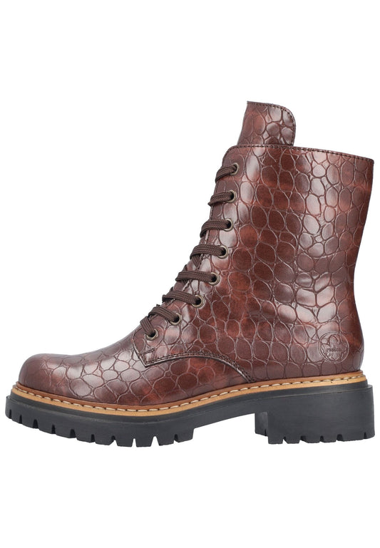 Rieker Stiefelette Lederimitat Braun Lack Warmfutter