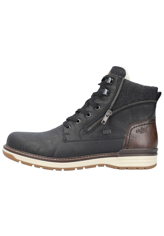 Rieker Stiefelette Lederimitat Schwarz/Braun
