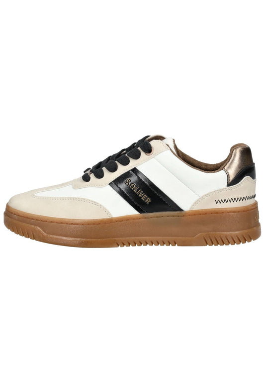s.Oliver Sneaker Lederimitat Beige/Weiß