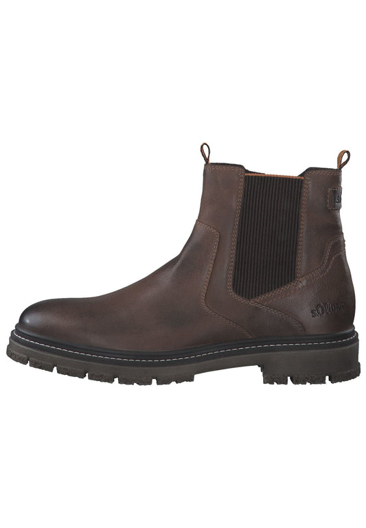 s.Oliver Stiefelette Leder/Textil Cognac