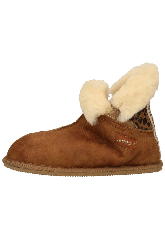 Shepherd Hausschuhe Leder Cognac