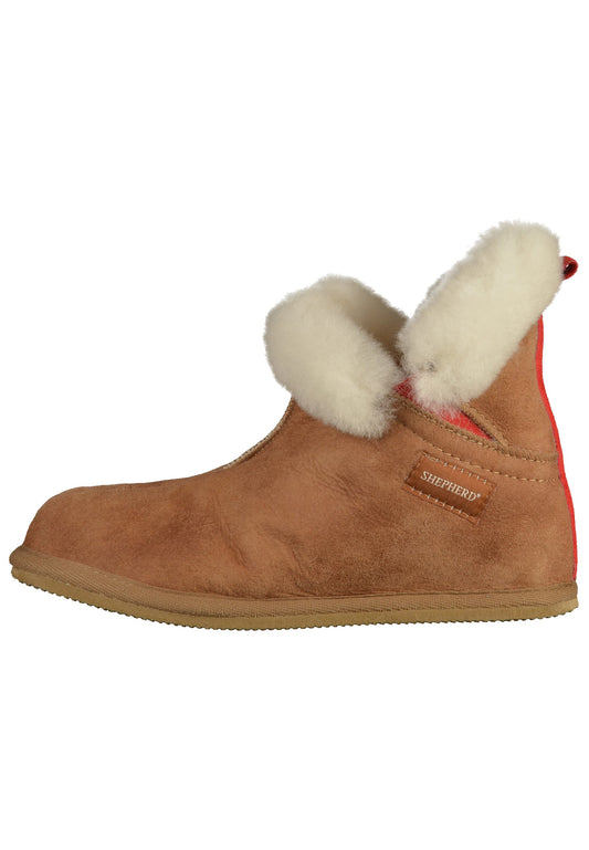 Shepherd Hausschuhe Leder Cognac Warmfutter