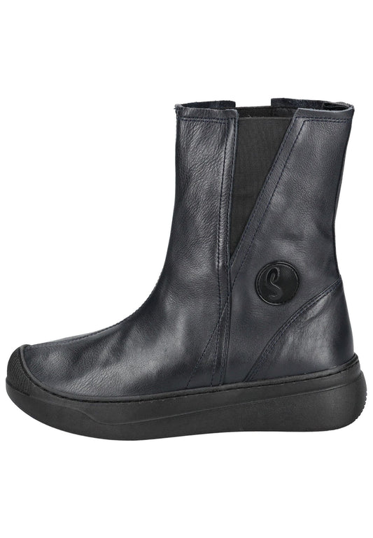 softinos Stiefelette Leder/Textil Navy/Schwarz