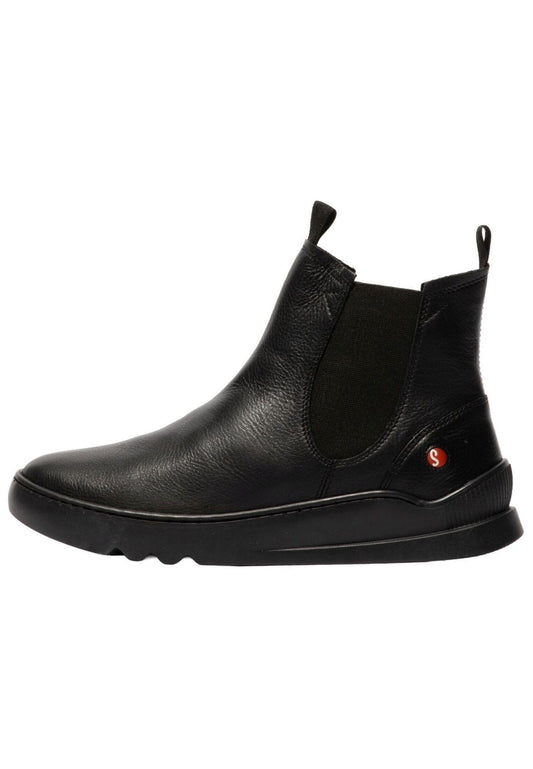 softinos Stiefelette Leder/Textil Schwarz Warmfutter