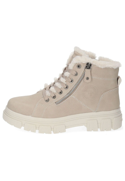 Tom Tailor Stiefelette Lederimitat/Textil Cream Warmfutter