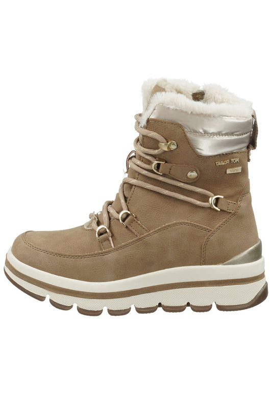 Tom Tailor Stiefelette Lederimitat/Textil Sand Warmfutter