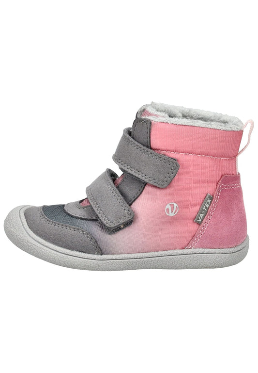 VADO Stiefelette Lederimitat/Mesh Grau/Rosa Warmfutter