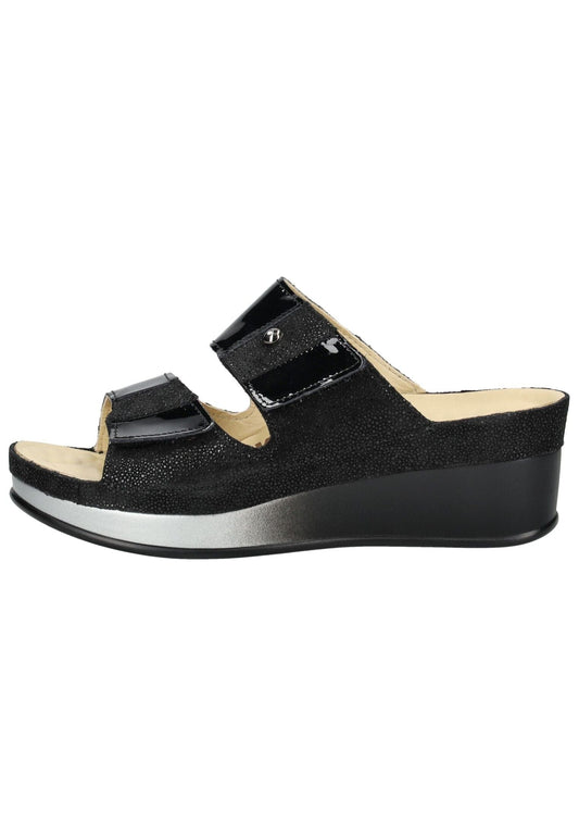 Vital Pantoletten Leder Schwarz Lack