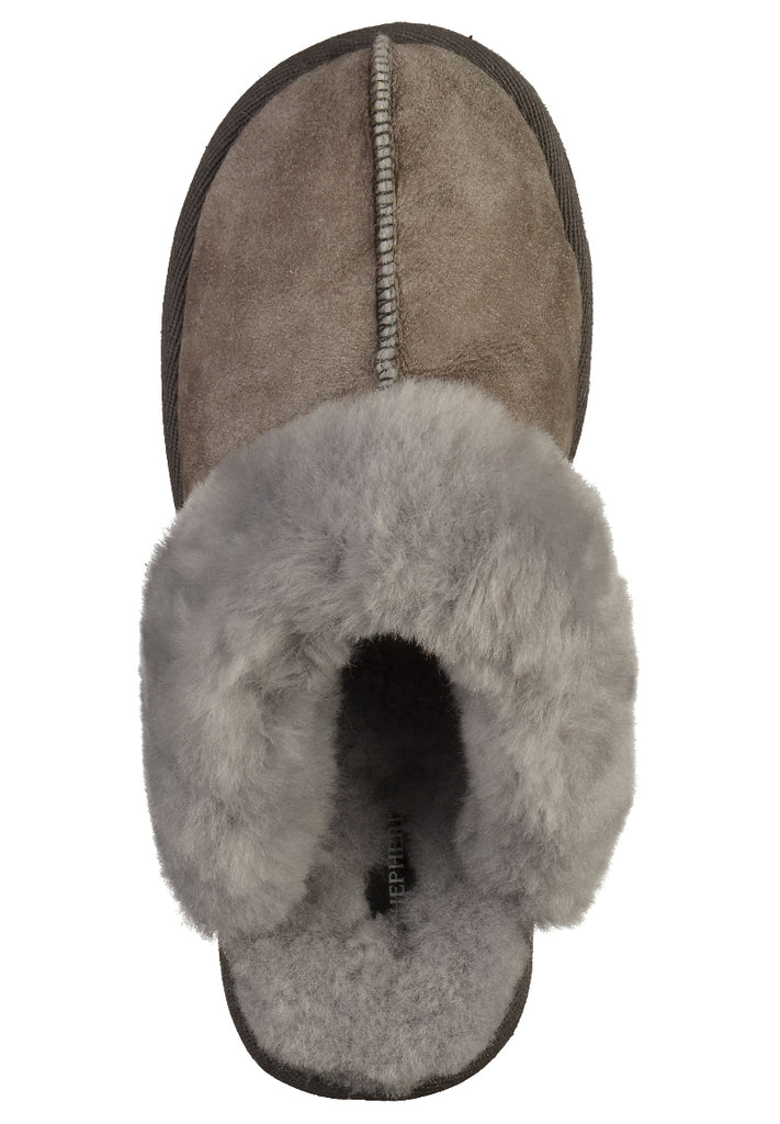 Shepherd Hausschuhe Leder Grau Warmfutter - surf4shoes