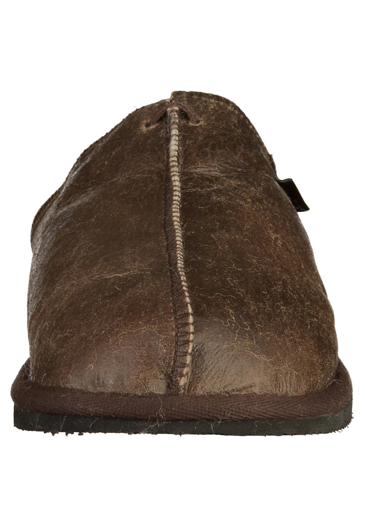 Shepherd Hausschuhe Leder Dunkelbraun Warmfutter - surf4shoes