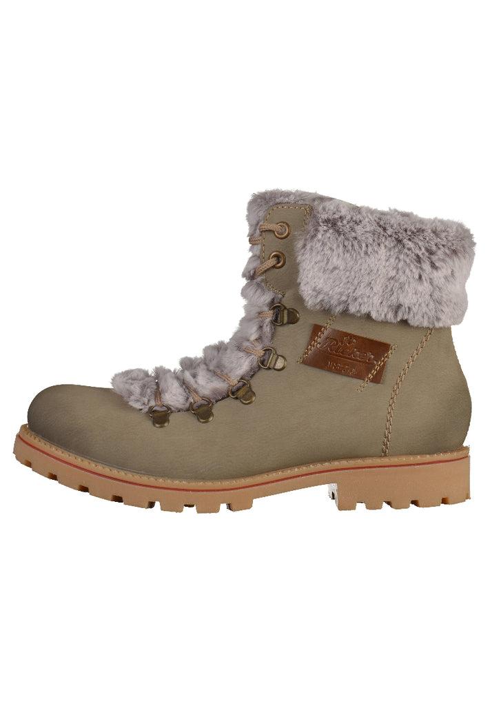 Rieker Stiefelette Lederimitat Beige - surf4shoes