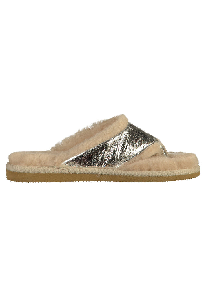 Shepherd Hausschuhe Leder Silber - surf4shoes