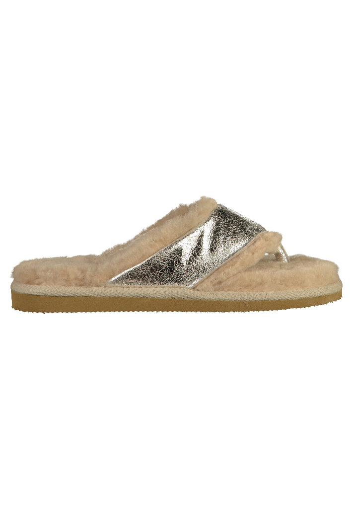 Shepherd Hausschuhe Leder Silber - surf4shoes